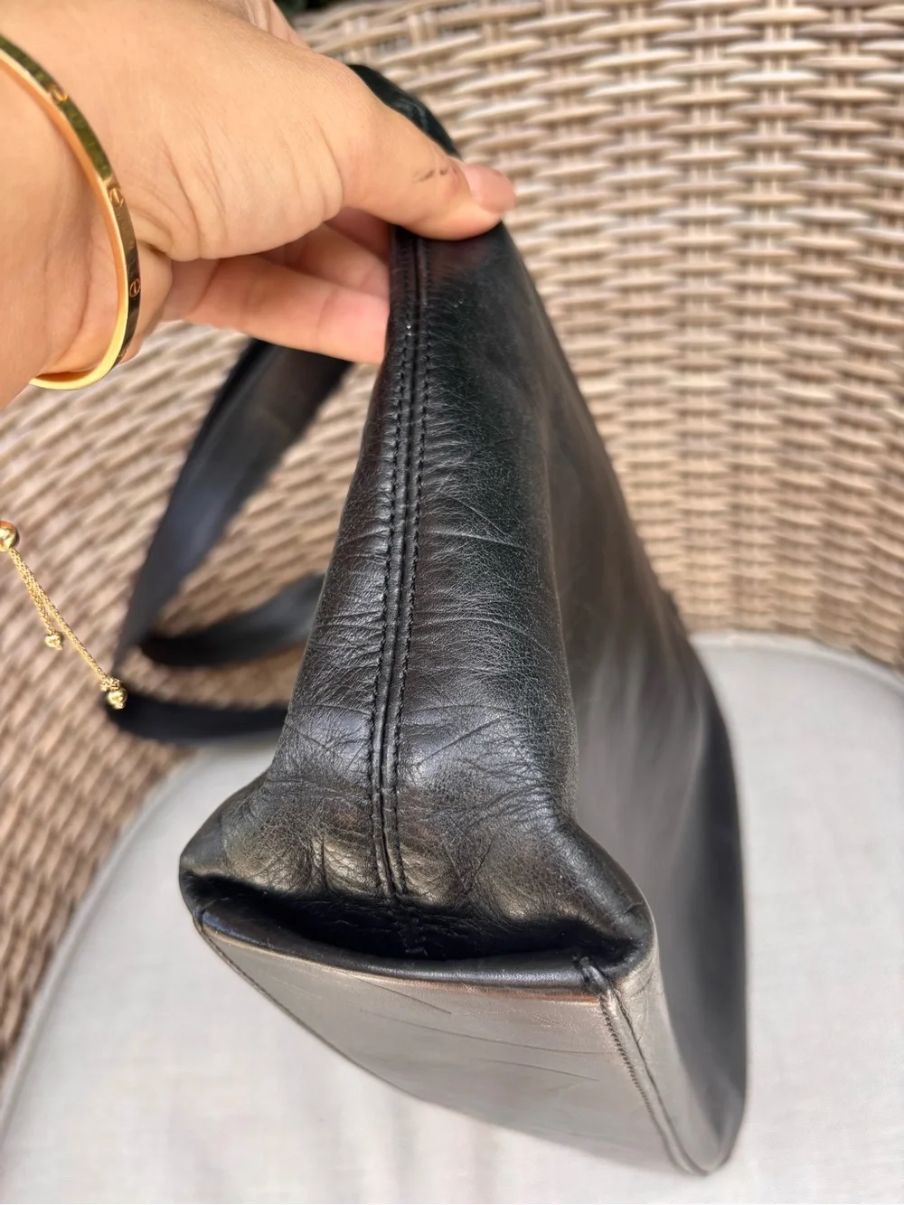 Authentic CHANEL black lambskin CC logo tote